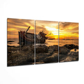 Abandoned Boat Mega Glass Wall Art.